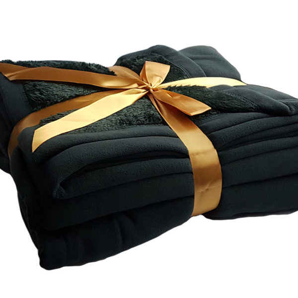 Dark green double sided nano-fleece blanket 340gsm