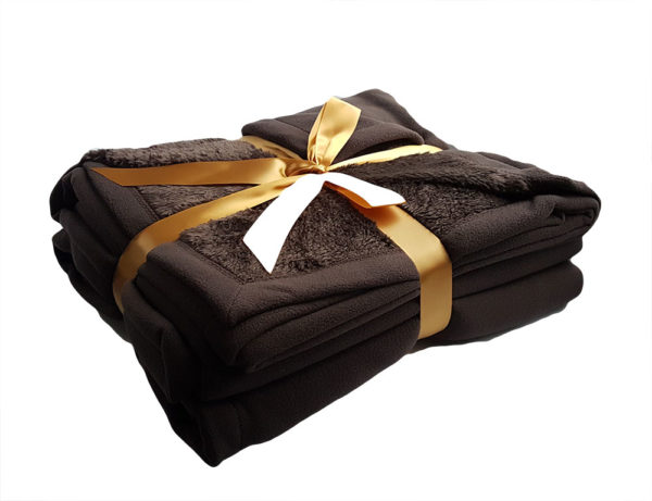 Brown double sided fleece blanket 340gsm