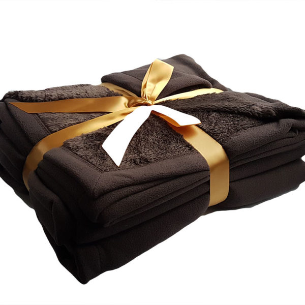 Brown double sided fleece blanket 340gsm